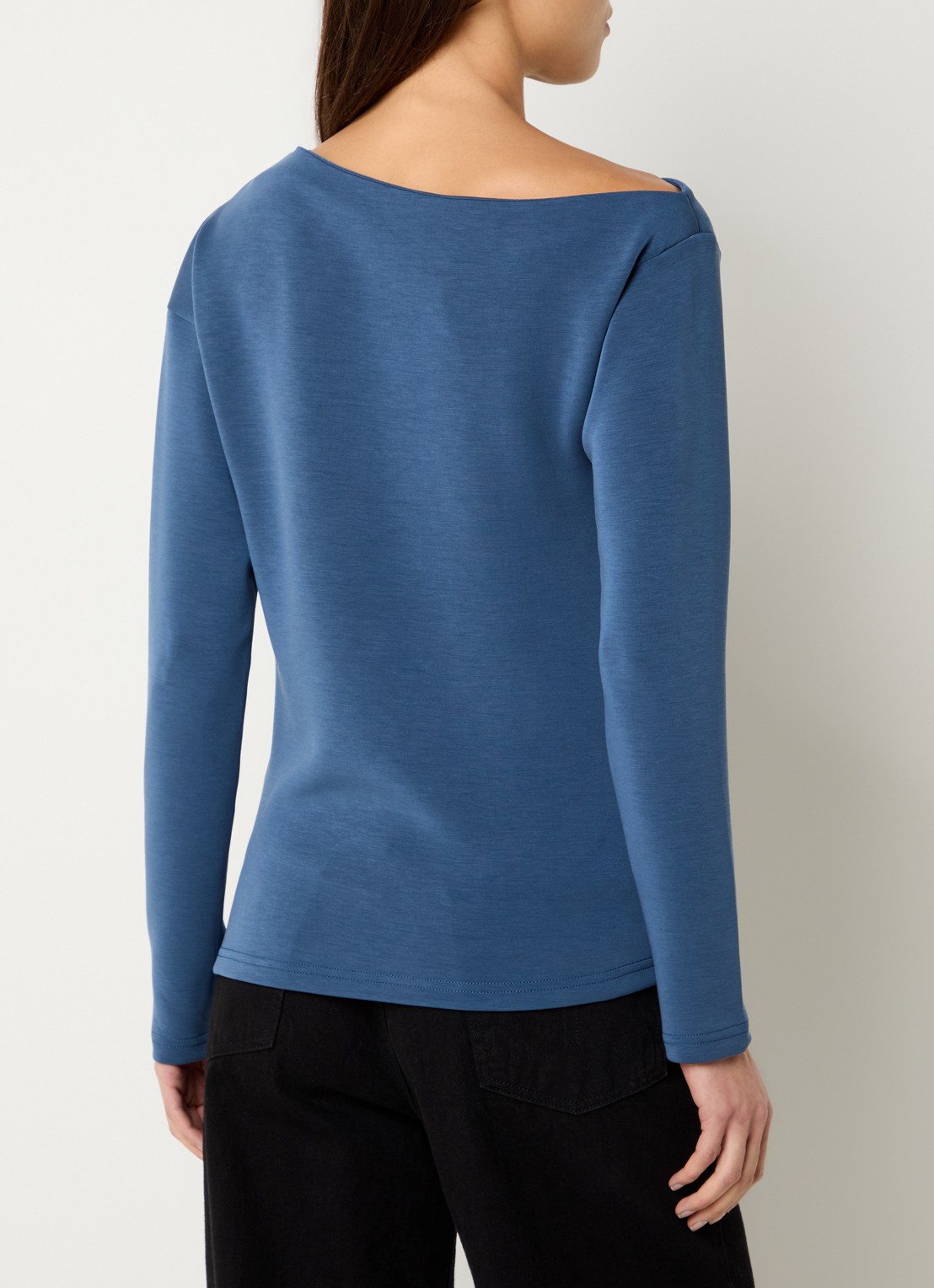 Selected Tenny off shoulder top met asymmetrische hals - achterkant 4 staalblauw