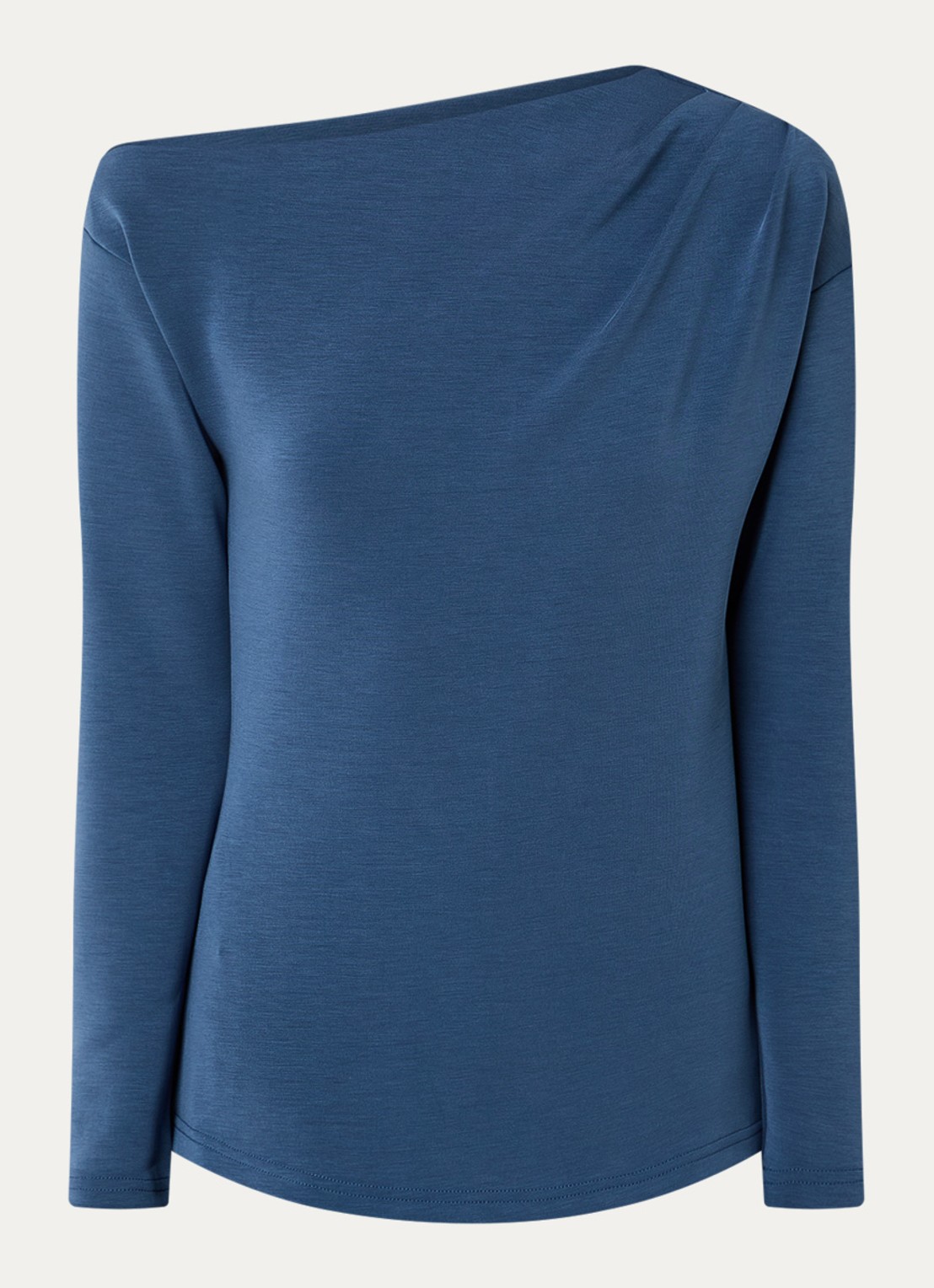 Selected Tenny off shoulder top met asymmetrische hals - voorkant staalblauw