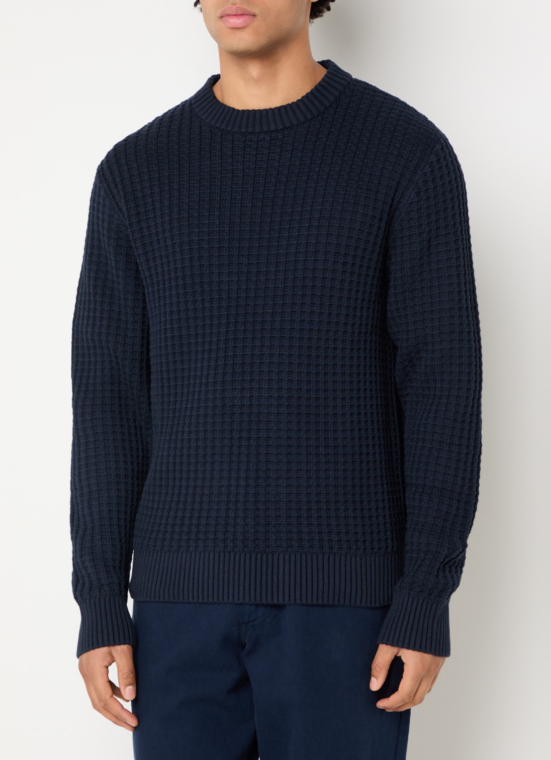 Selected Tom fijngebreide trui met structuur - detail 2 donkerblauw
