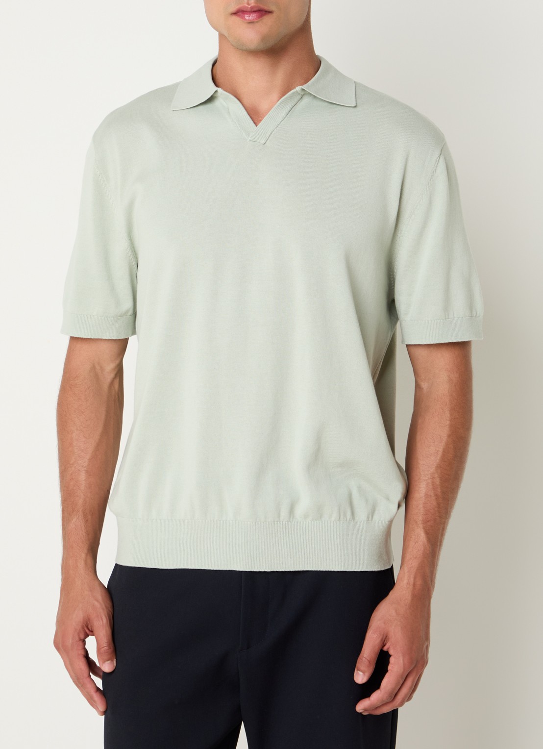 Selected Torino fijngebreide regular fit polo  - detail 3 lindegroen