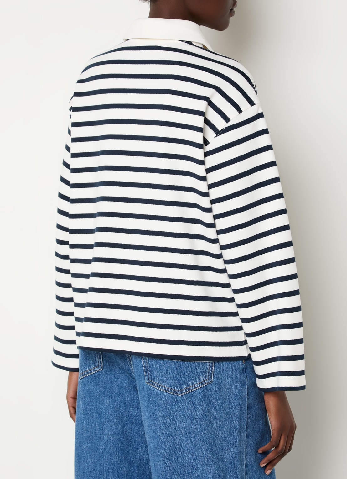 Selected Wada top met streepprint en polokraag - achterkant 4 blauw