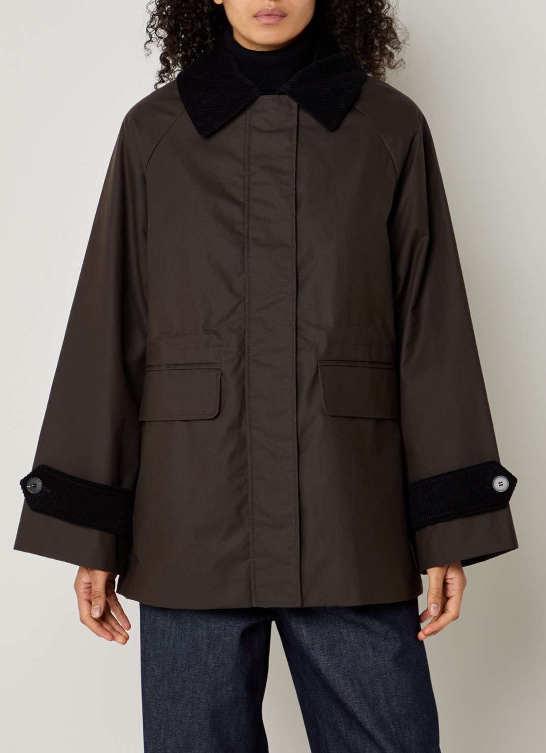 Selected Wilma jack met details van corduroy - detail 3 donkerbruin