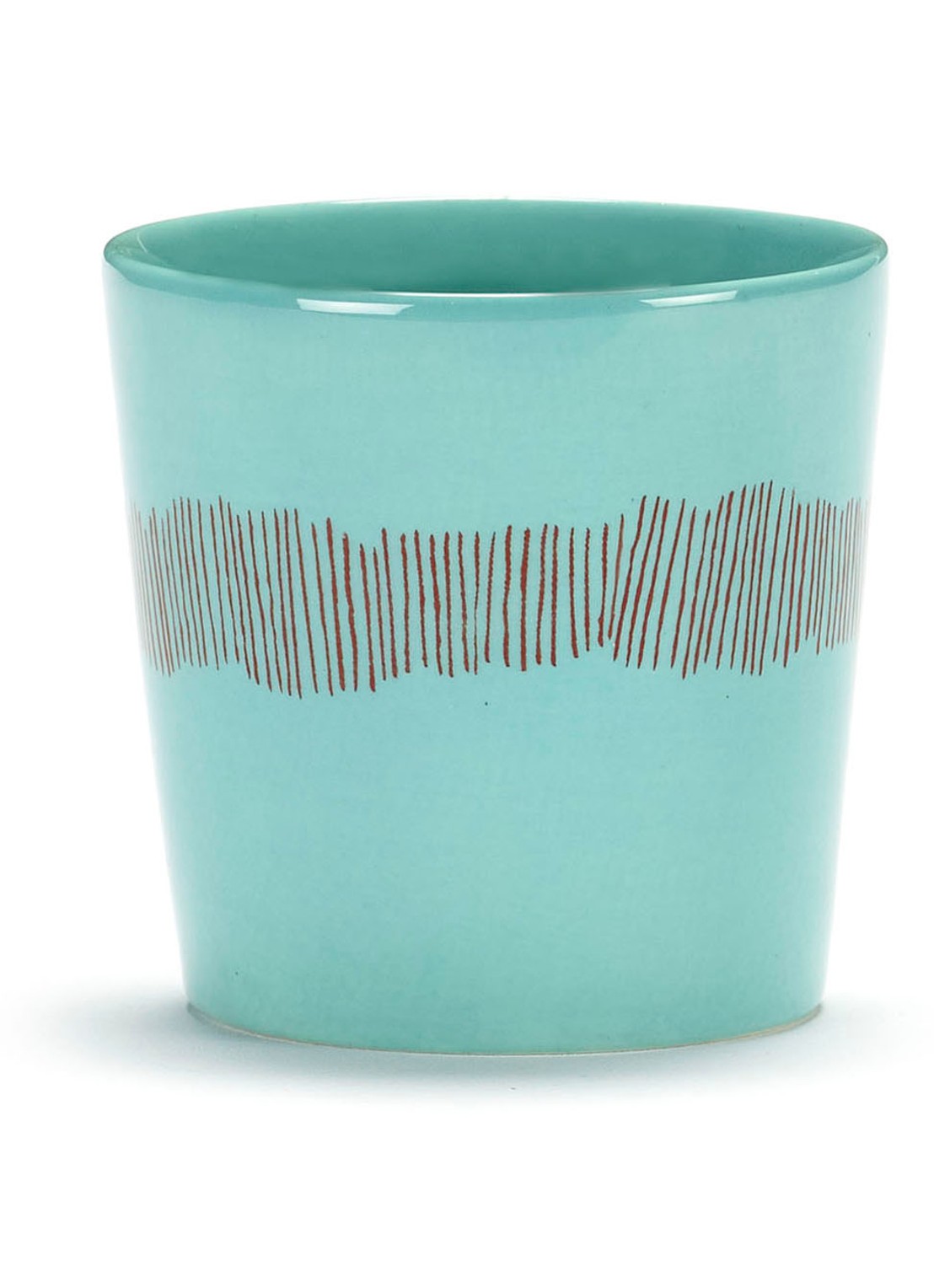 Serax FEAST Azure Swirl-Stripes koffiekopje 25 cl - voorkant turquoise