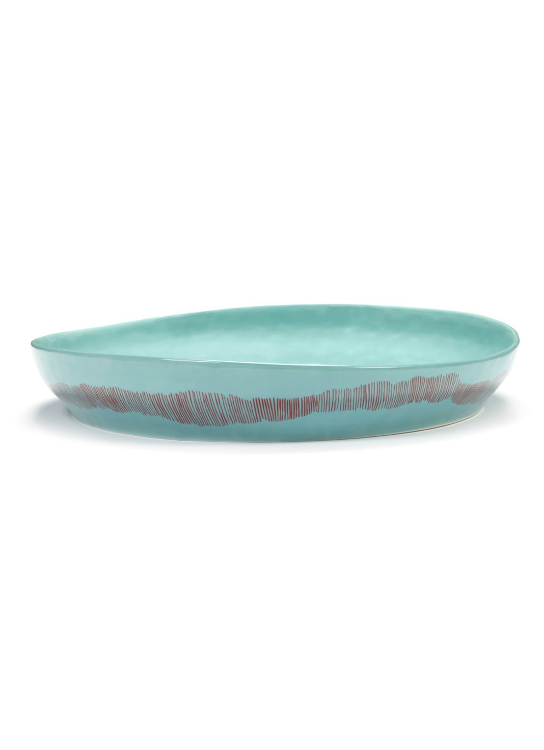 Serax FEAST Azure Swirl-Stripes L serveerschaal 35 cm - detail 3 turquoise