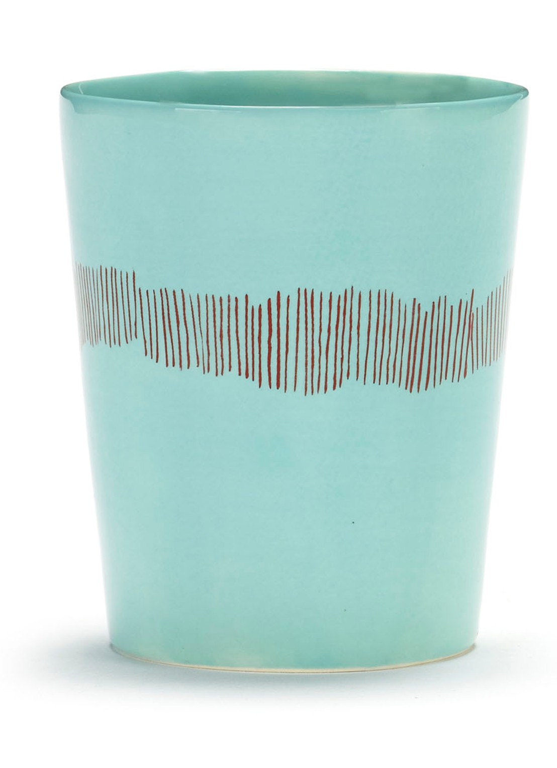 Serax FEAST Azure Swirl-Stripes theekop 33 cl - voorkant turquoise