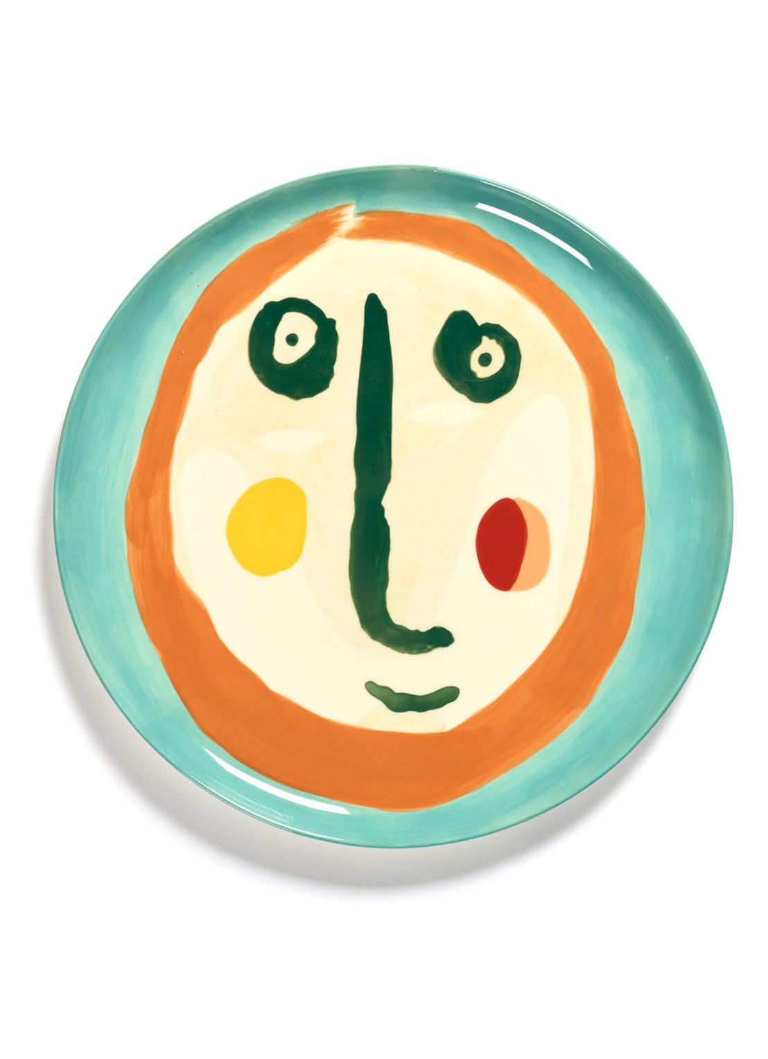 Serax FEAST Face 2 L serveerschaal 35 cm - voorkant turquoise