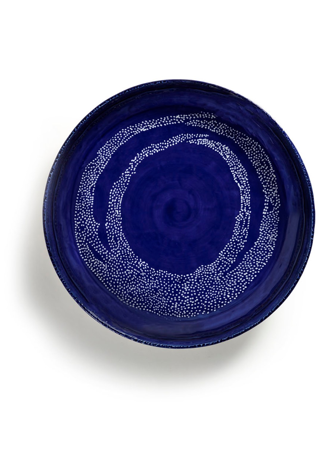 Serax FEAST Lapis Lazuli Swirl-Dots L serveerschaal 35 cm - voorkant donkerblauw