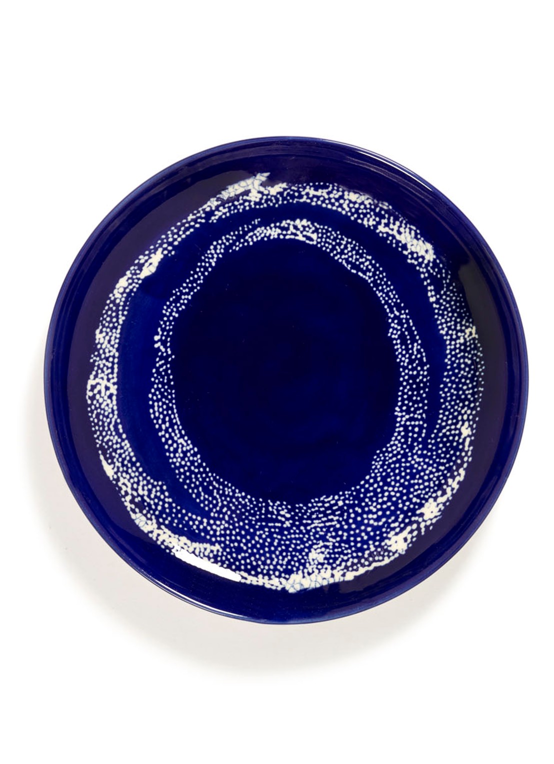 Serax FEAST Lapis Lazuli Swirl-Dots S ontbijtbord 19 cm - voorkant donkerblauw
