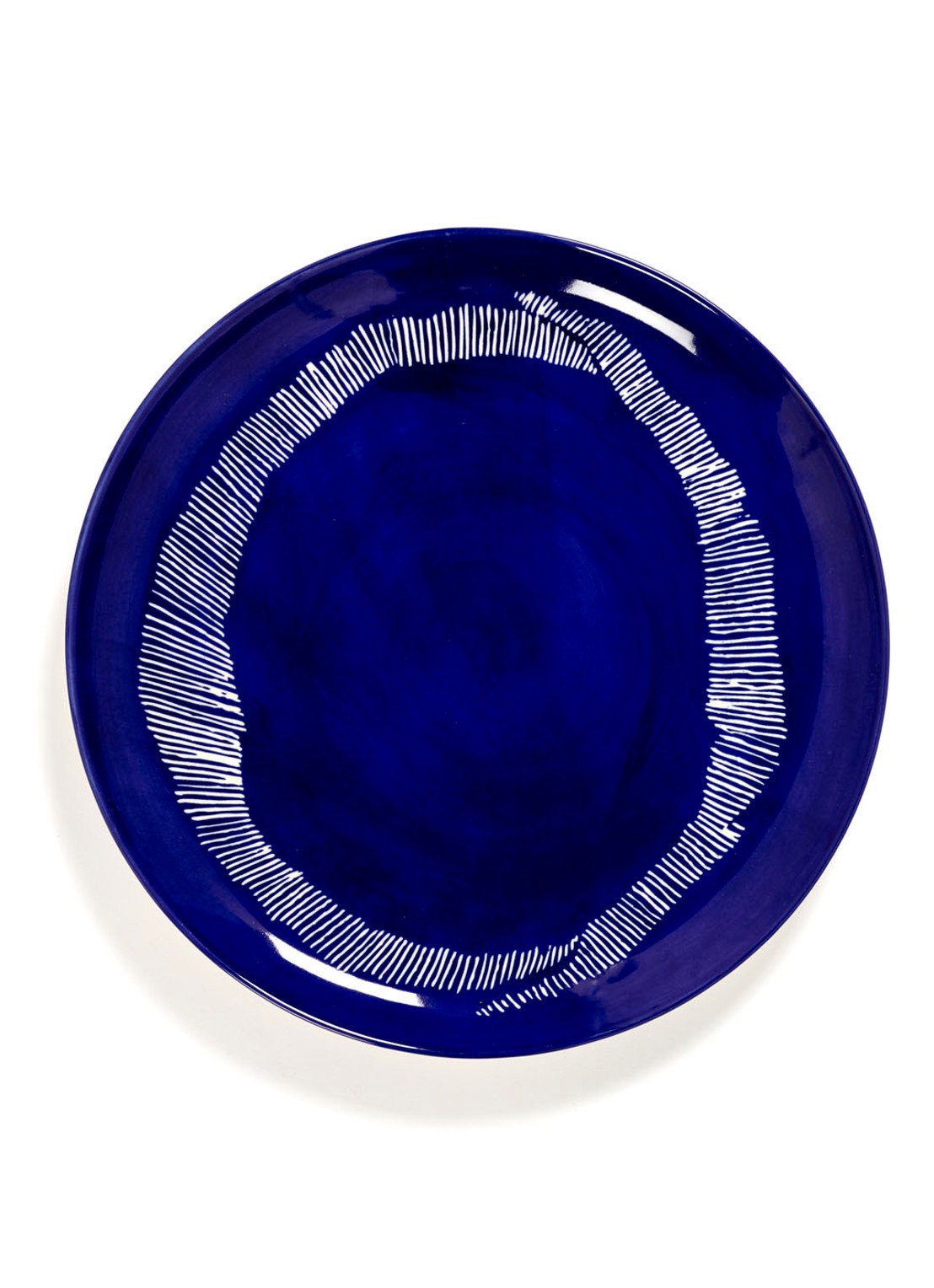 Serax FEAST Lapis Lazuli Swirl-Stripes L dinerbord 26,5 cm - voorkant donkerblauw