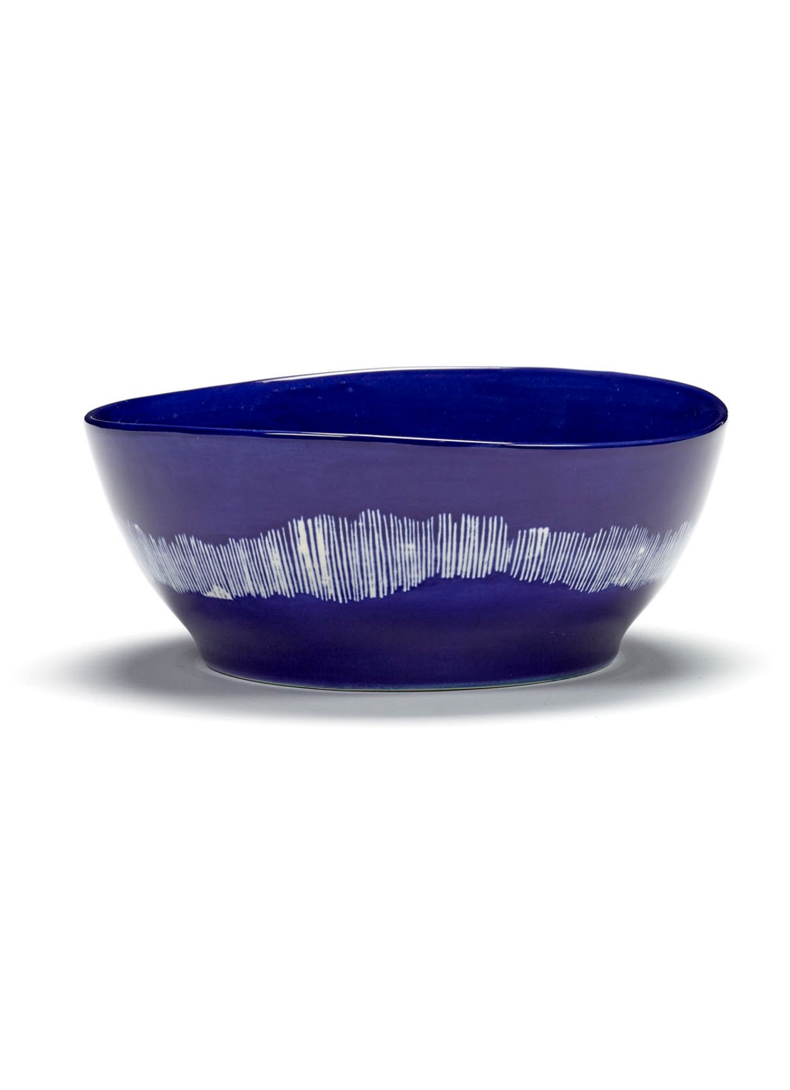 Serax FEAST Lapis Lazuli Swirl-Stripes L kom 18 cm - voorkant donkerblauw