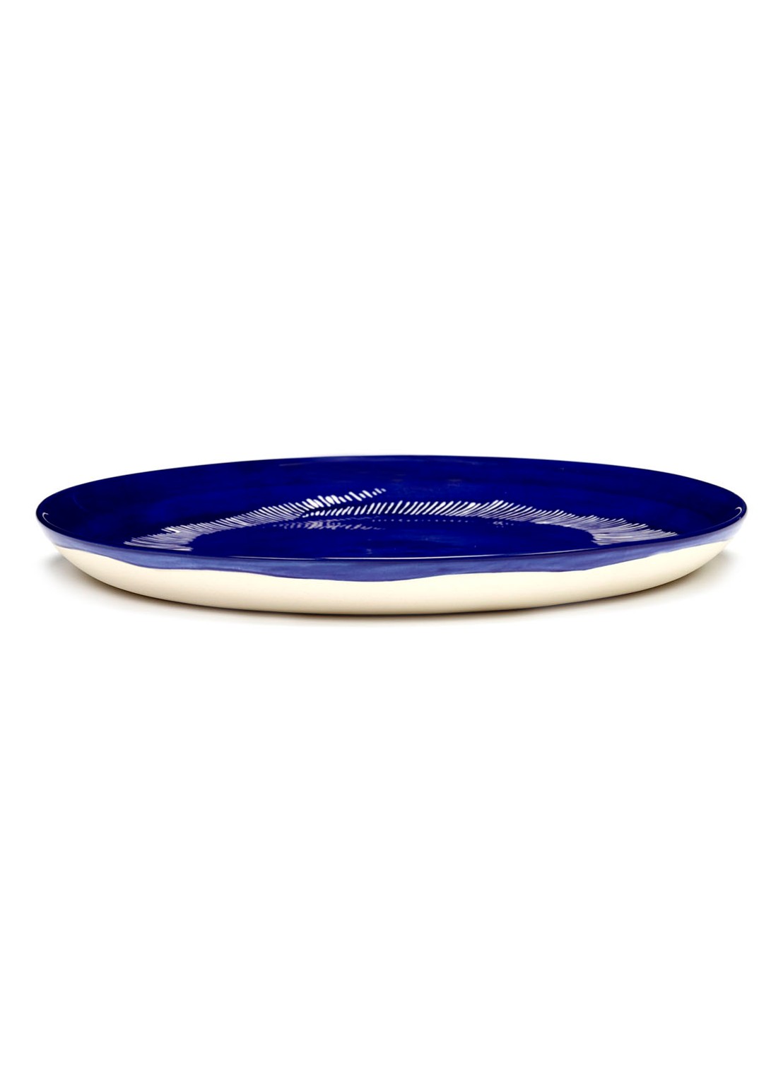 Serax FEAST Lapis Lazuli Swirl-Stripes M dinerbord 22,5 cm - detail donkerblauw