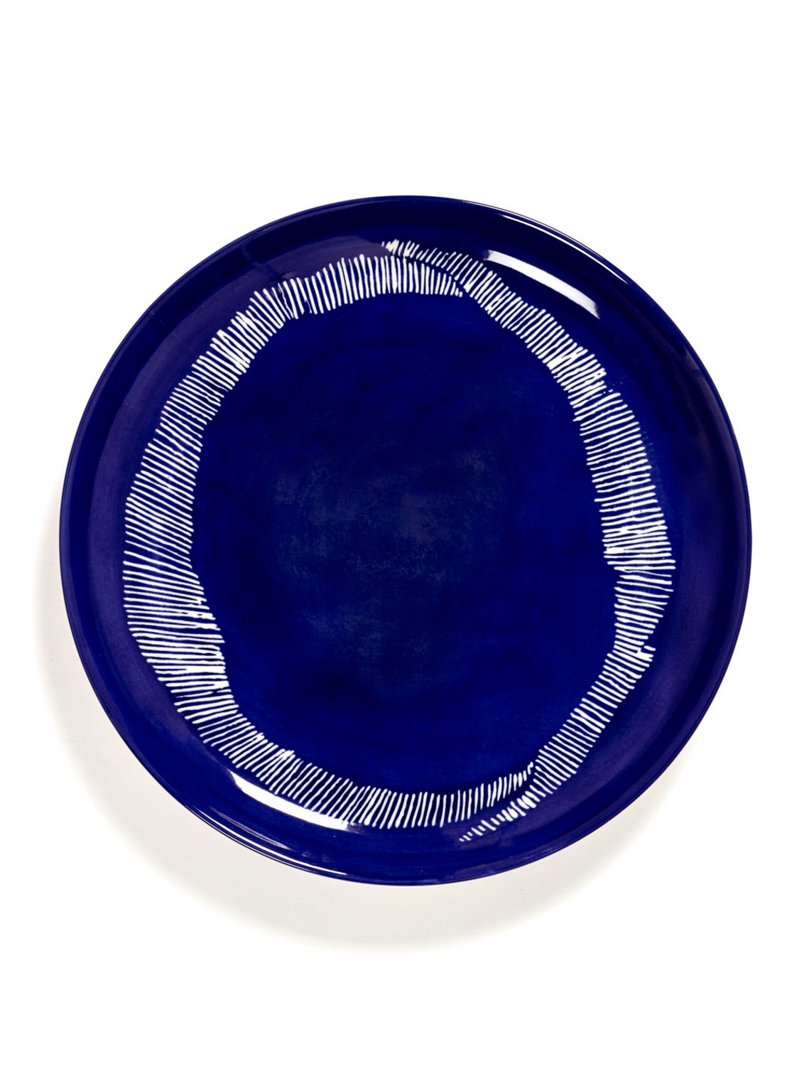 Serax FEAST Lapis Lazuli Swirl-Stripes M dinerbord 22,5 cm - voorkant 5 donkerblauw