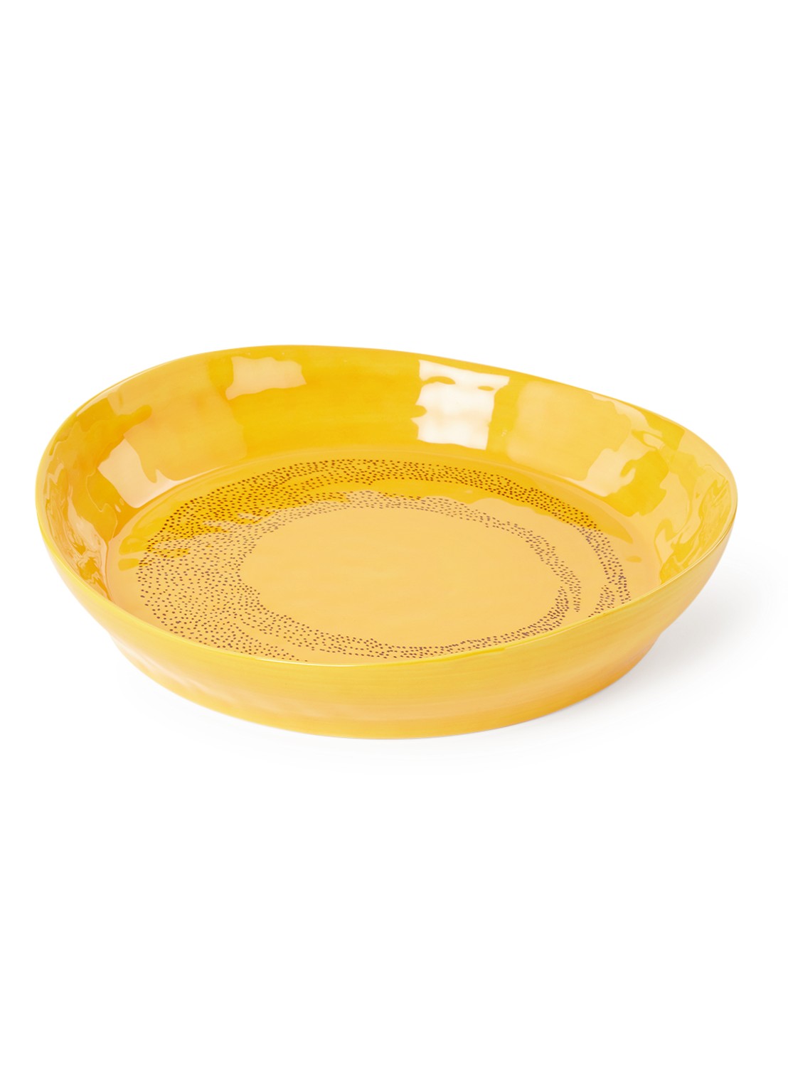 Serax FEAST Sunny Yellow Swirl-Dots S serveerschaal S 30 cm - voorkant okergeel