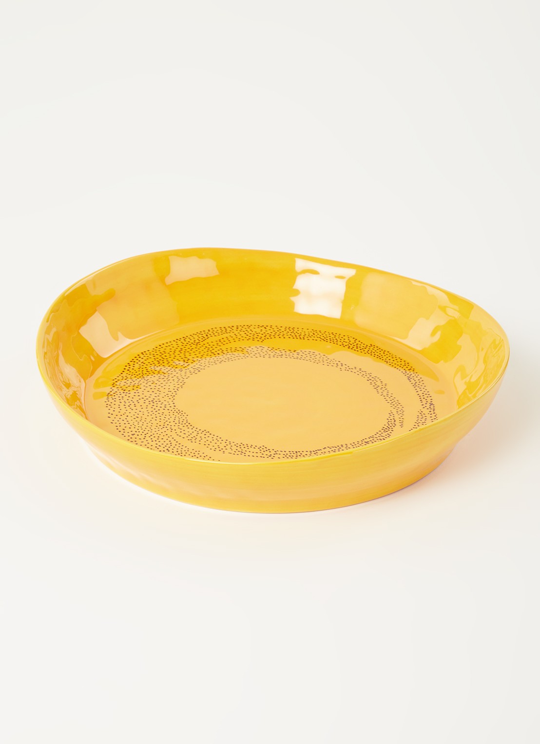 Serax FEAST Sunny Yellow Swirl-Dots S serveerschaal S 30 cm - voorkant 2 okergeel