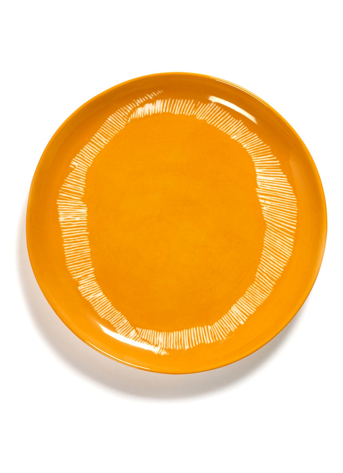 Serax FEAST Sunny Yellow Swirl-Stripes M dinerbord 22,5 cm - voorkant geel