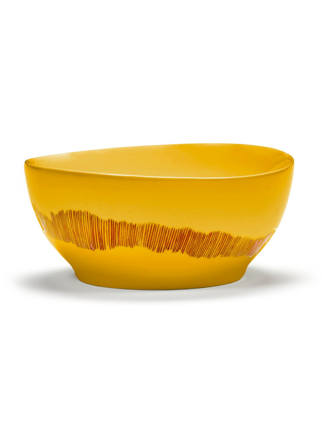 Serax FEAST Sunny Yellow Swirl-Stripes S kom 16 cm - voorkant 2 geel