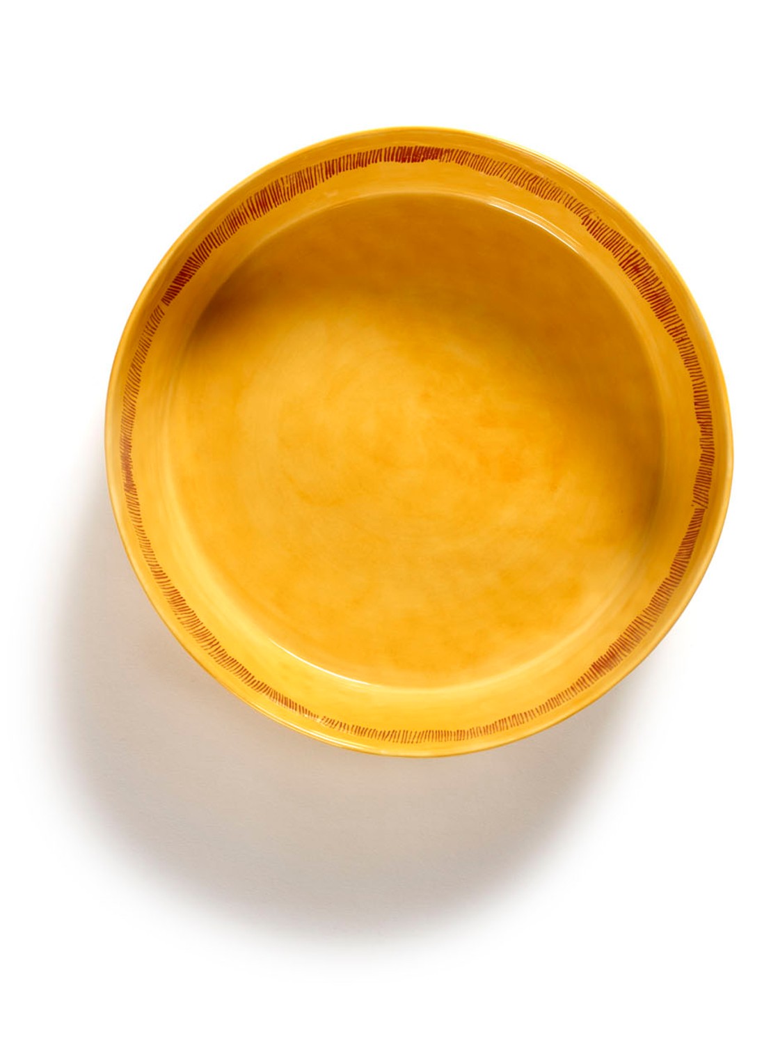 Serax FEAST Sunny Yellow Swirl-Stripes saladeschaal 28,5 cm - detail geel