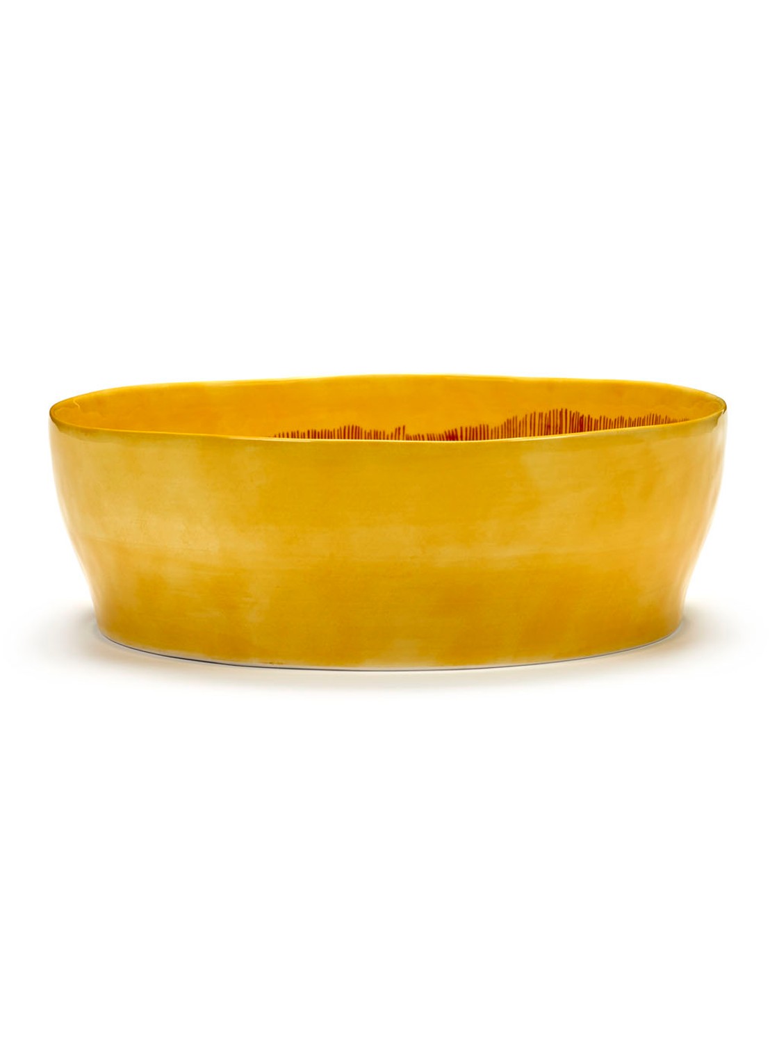 Serax FEAST Sunny Yellow Swirl-Stripes saladeschaal 28,5 cm - voorkant 2 geel