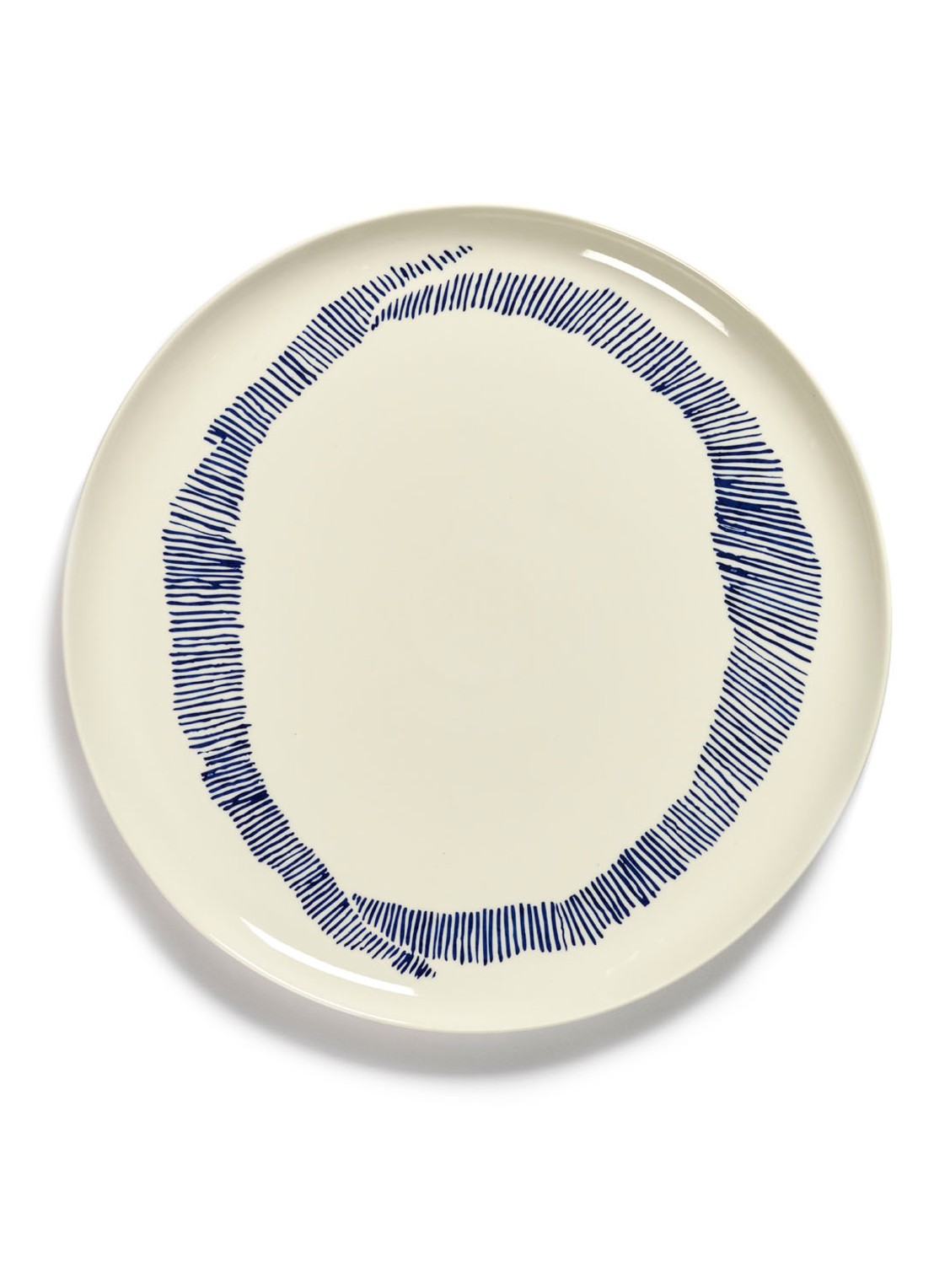 Serax FEAST Swirl-Stripes L serveerschaal 35 cm - voorkant gebroken wit