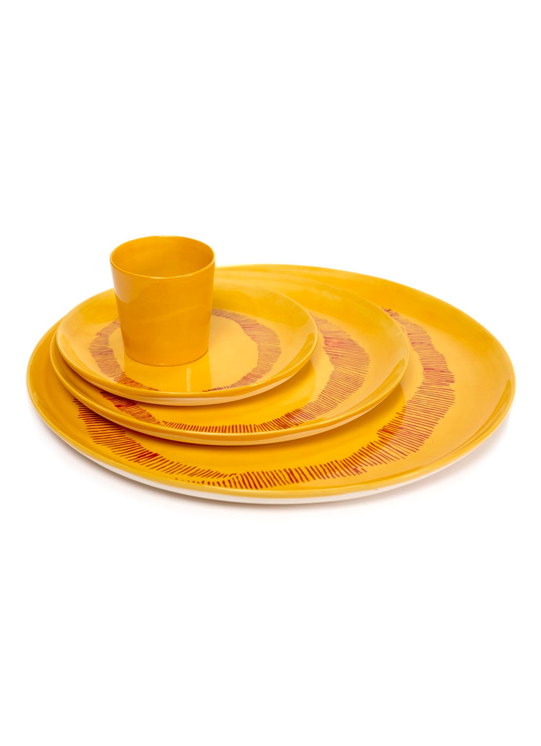 Serax FEAST Yellow Swirl-Stripes L serveerschaal 35 cm - detail 4 geel