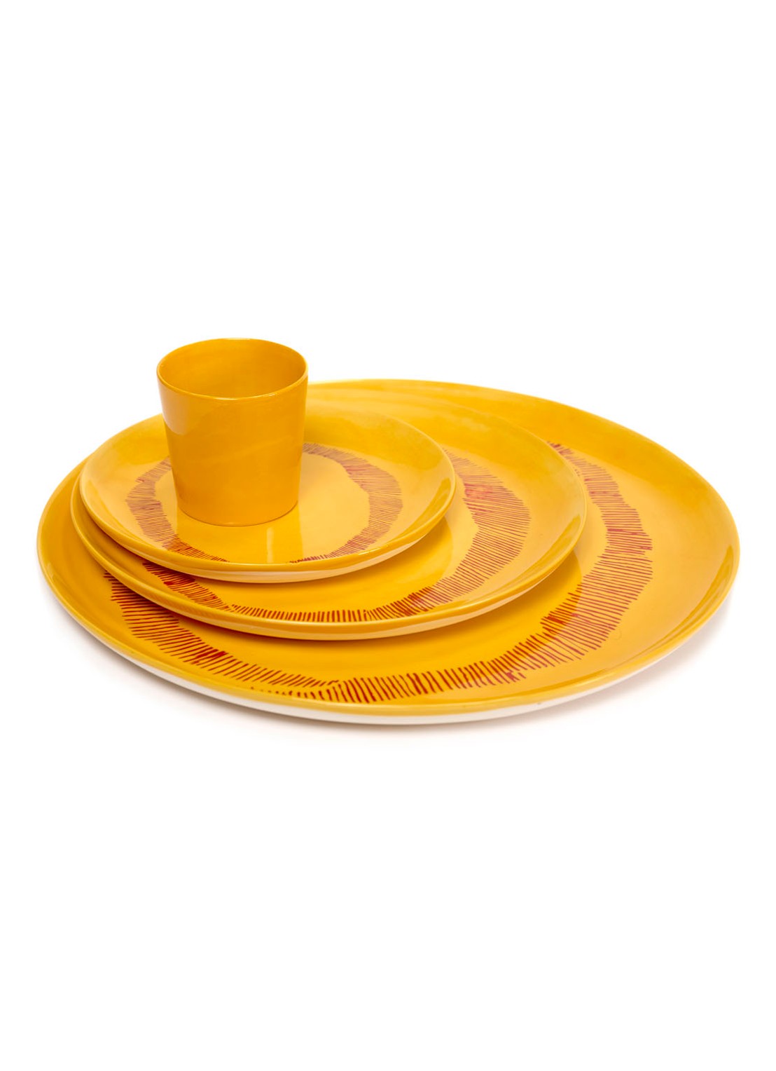 Serax FEAST Yellow Swirl-Stripes L serveerschaal 35 cm - detail 5 geel