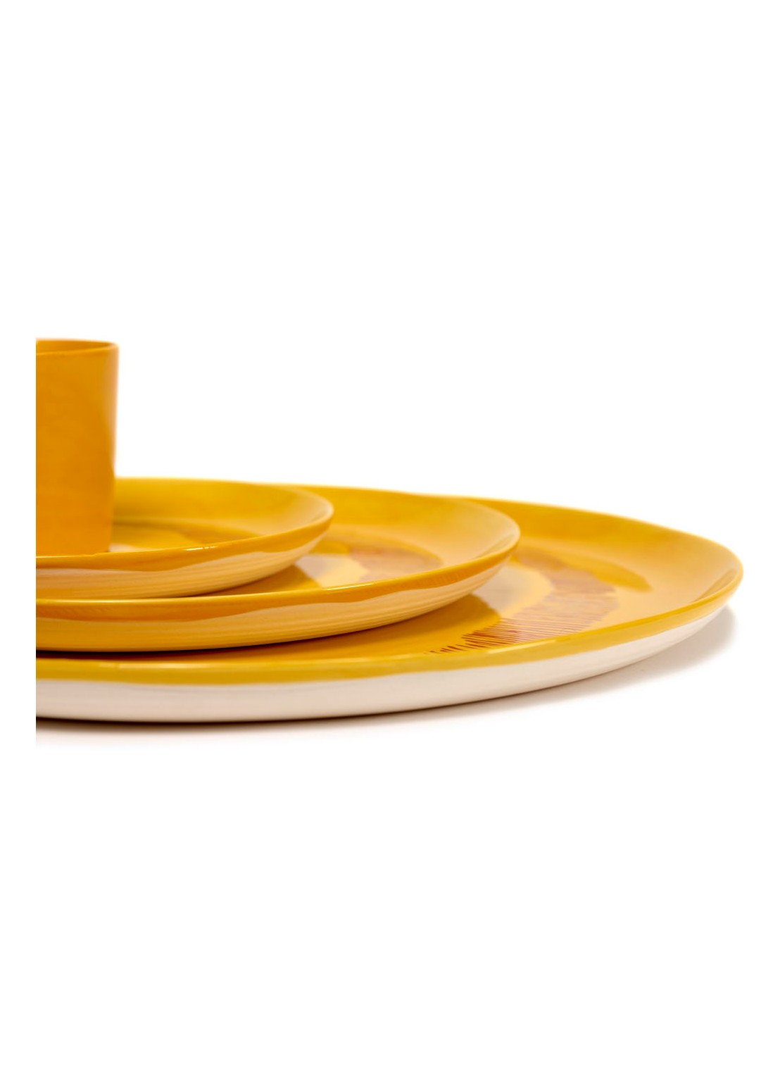 Serax FEAST Yellow Swirl-Stripes L serveerschaal 35 cm - detail 6 geel