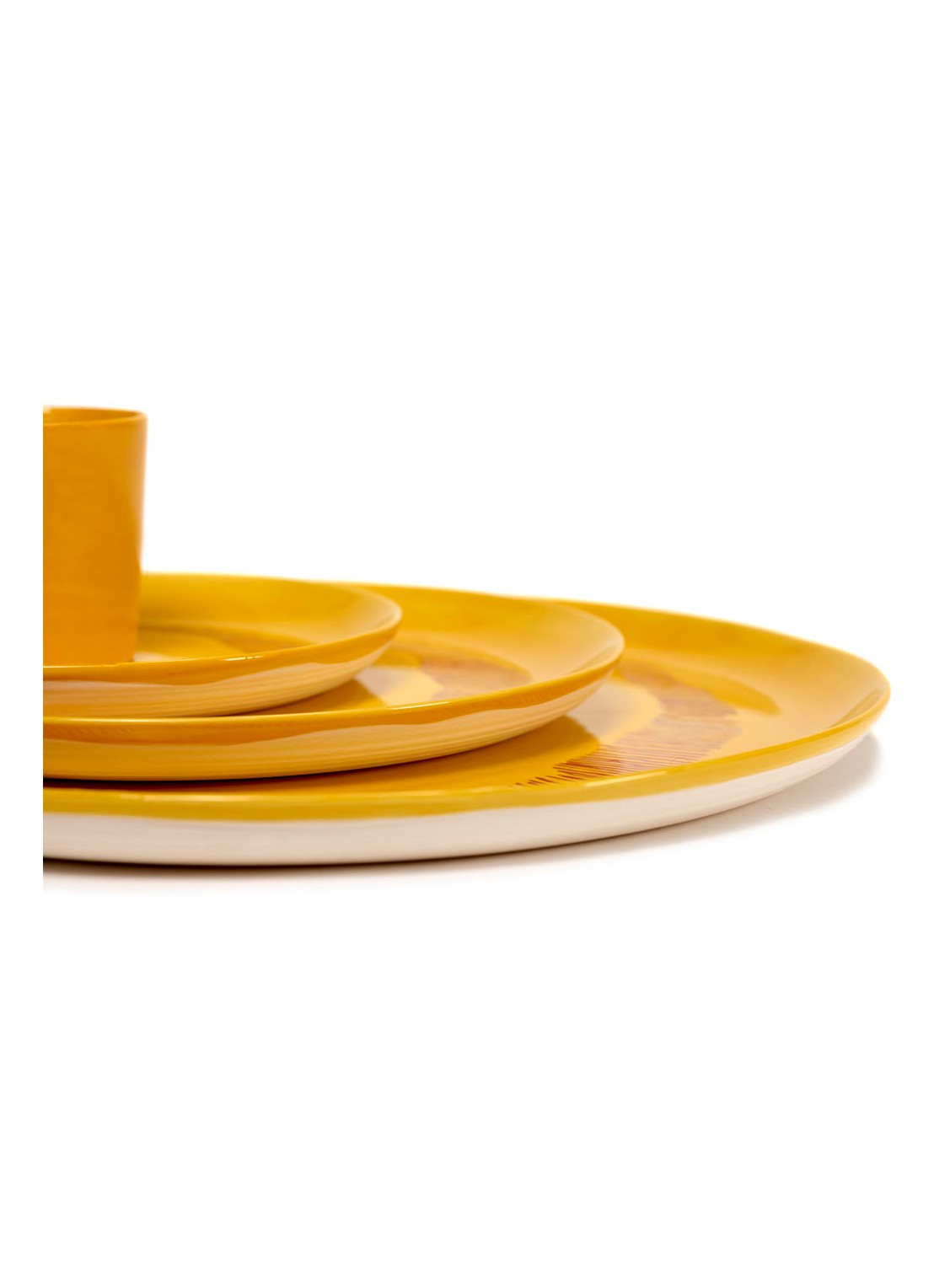 Serax FEAST Yellow Swirl-Stripes L serveerschaal 35 cm - detail 7 geel