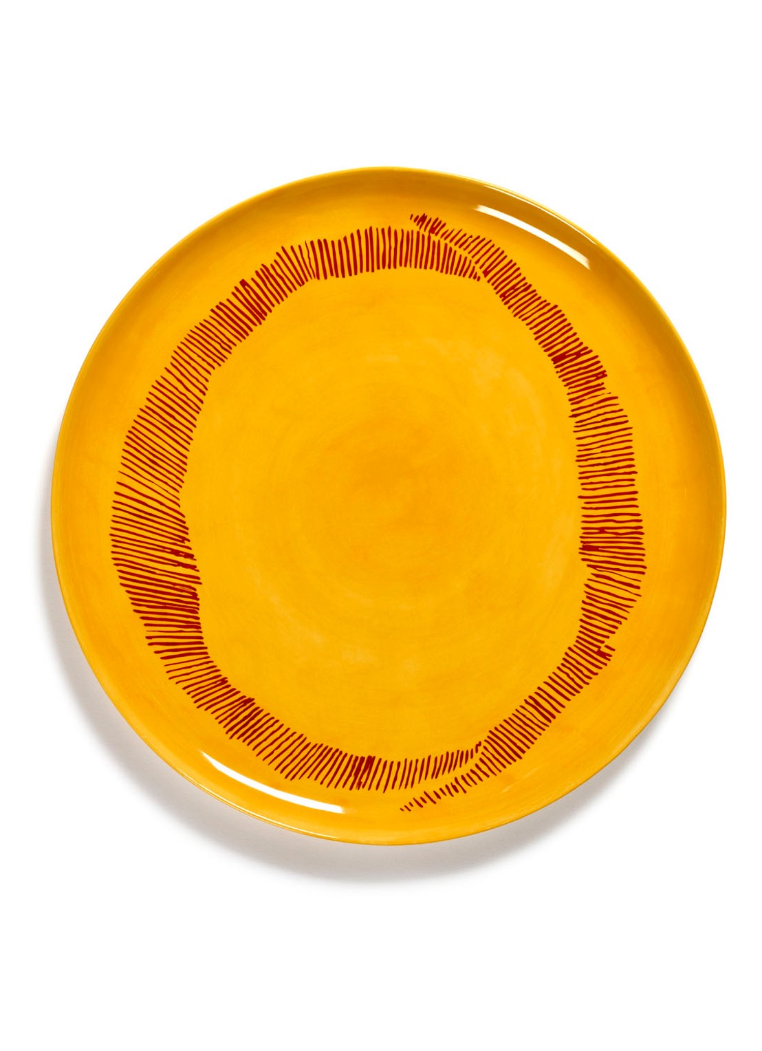 Serax FEAST Yellow Swirl-Stripes L serveerschaal 35 cm - voorkant geel