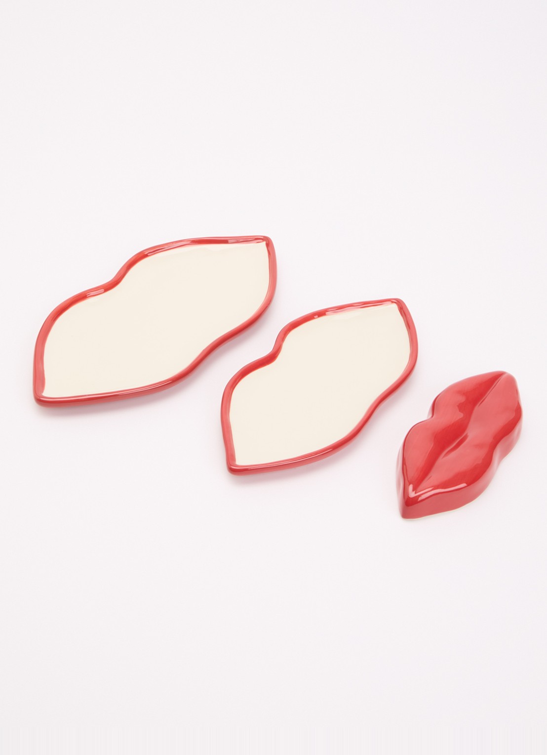 Serax Les Objets Mouleversants Lips serveerschaal 25 cm set van 3 - voorkant 2 gebroken wit