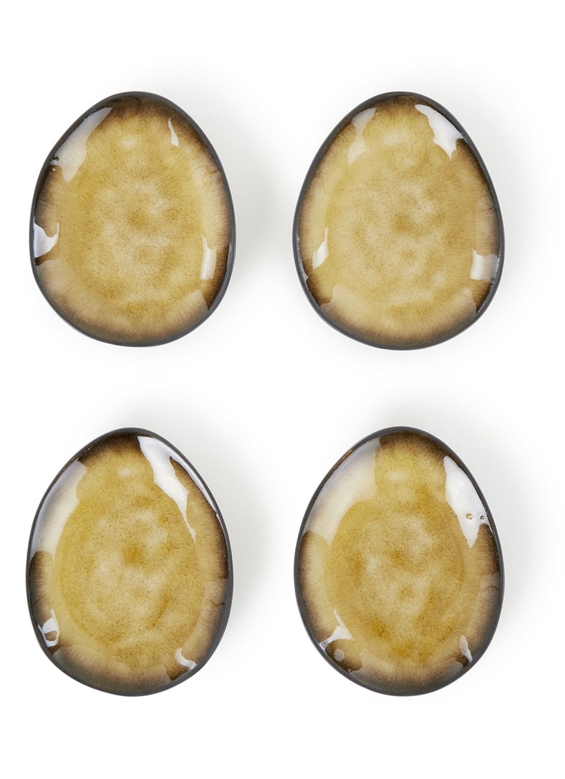 Serax Pure gebaksbordje 14,5 cm set van 4 - voorkant 2 mosterd