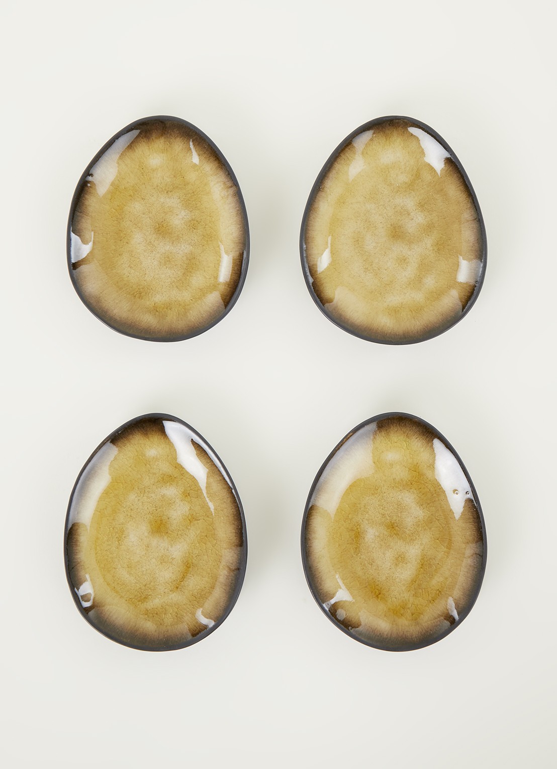 Serax Pure gebaksbordje 14,5 cm set van 4 - voorkant 3 mosterd