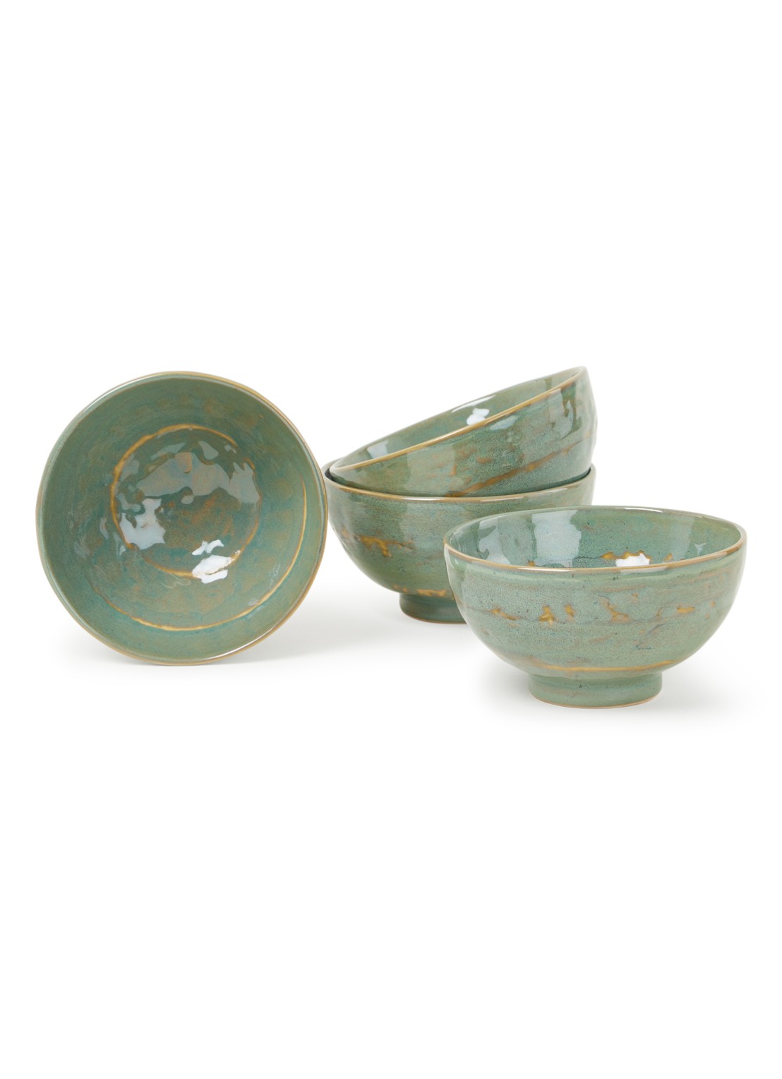 Serax Pure kom 15 cm set van 4 - voorkant 2 zeegroen