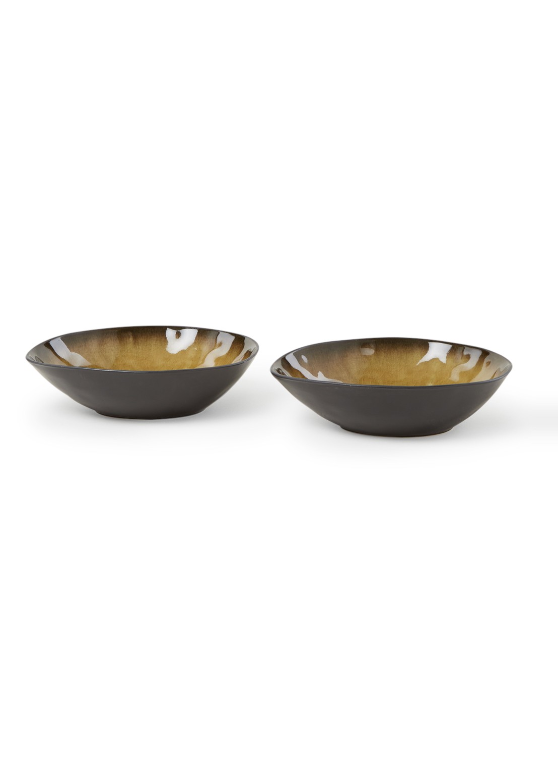 Serax Pure schaal 17 cm set van 2 - voorkant mosterd
