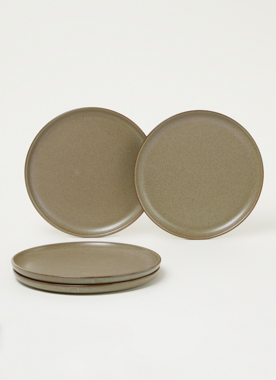 Serax Surface ontbijtbord 21 cm set van 4 - voorkant 3 olijfgroen