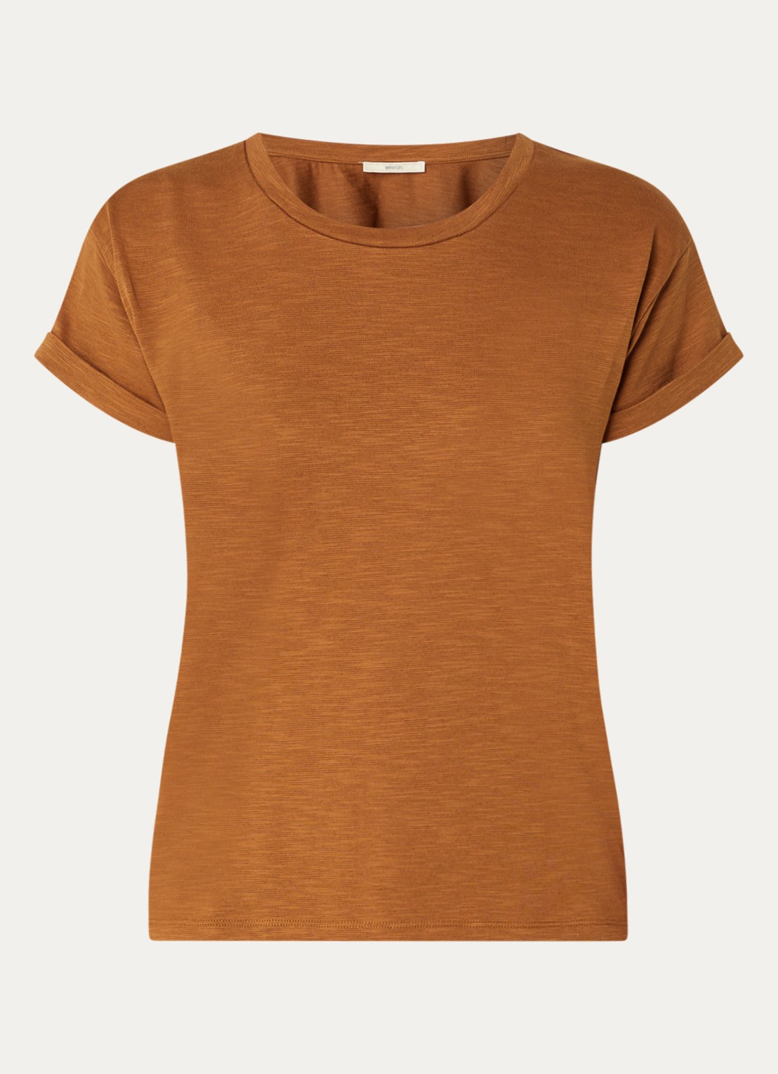 Sessùn Albano T-shirt met ronde hals - voorkant cognac