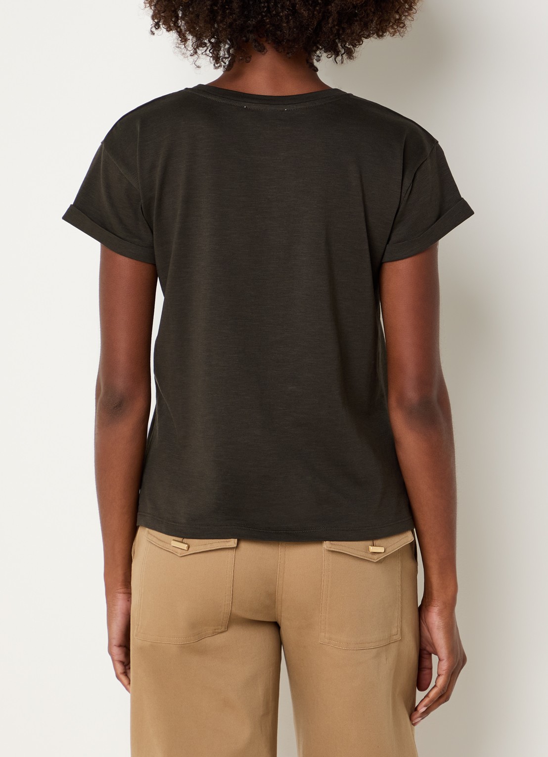 Sessùn Albano T-shirt met ronde hals - achterkant 4 bronsgroen