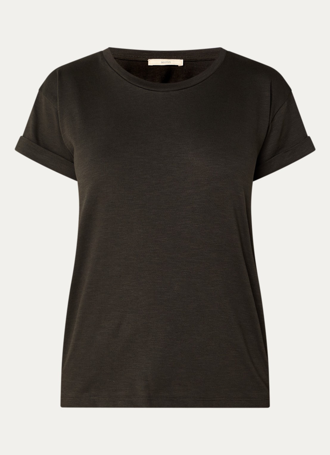 Sessùn Albano T-shirt met ronde hals - voorkant bronsgroen