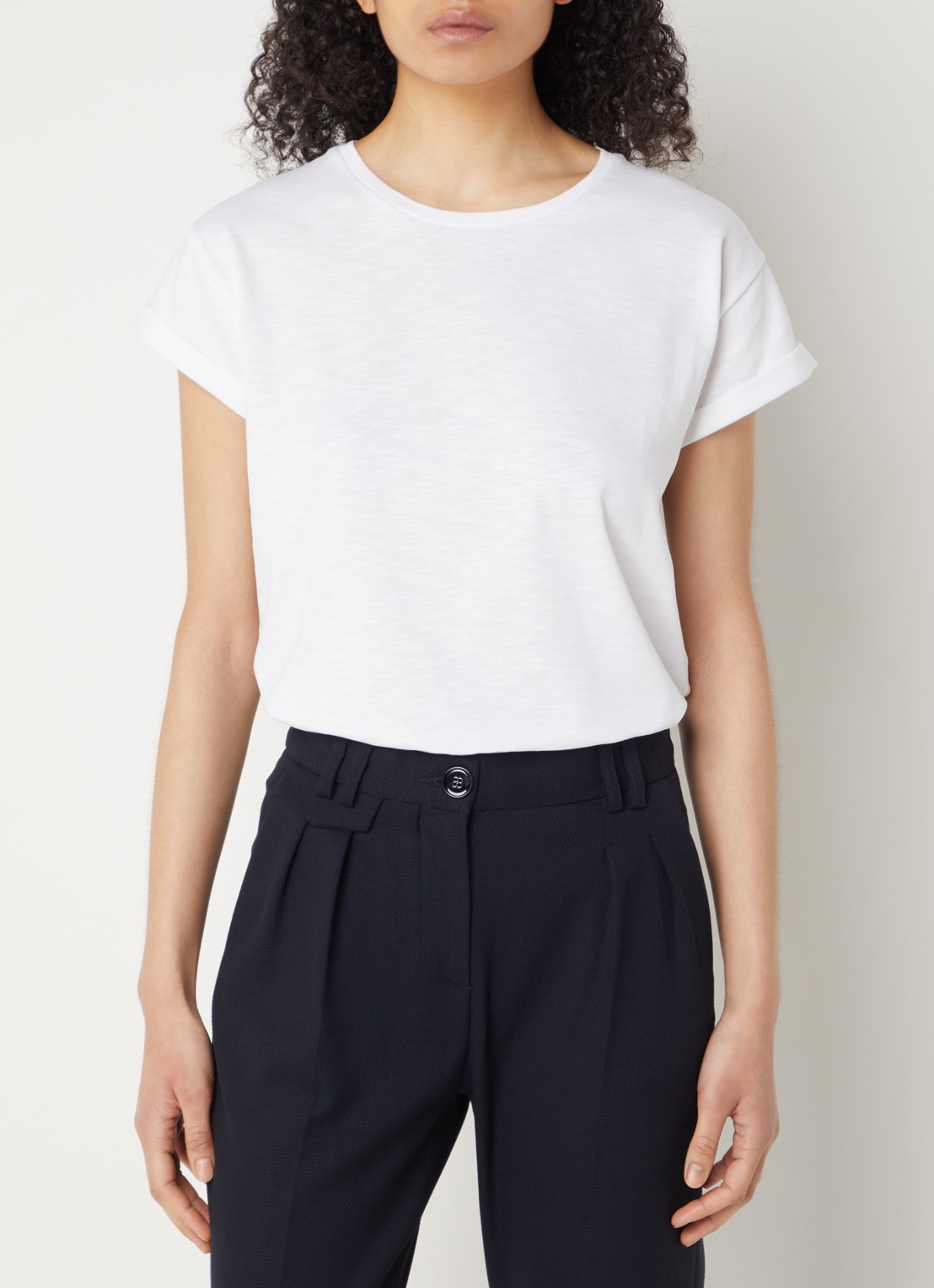 Sessùn Albano T-shirt  met stretch - detail 4 wit