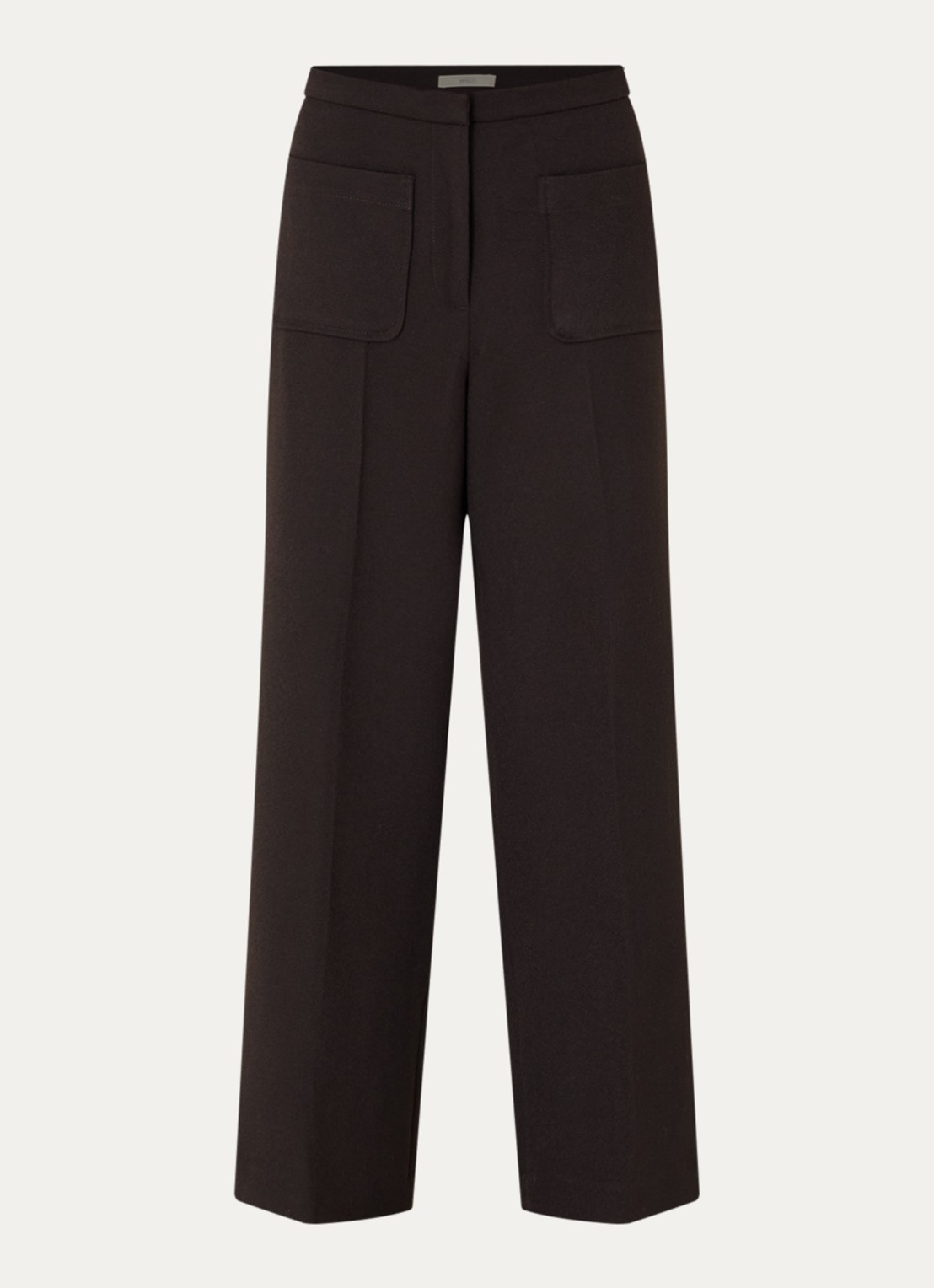 Sessùn Alberwool high waist straight fit cropped broek met opgestikte zakken - voorkant 2 bruin