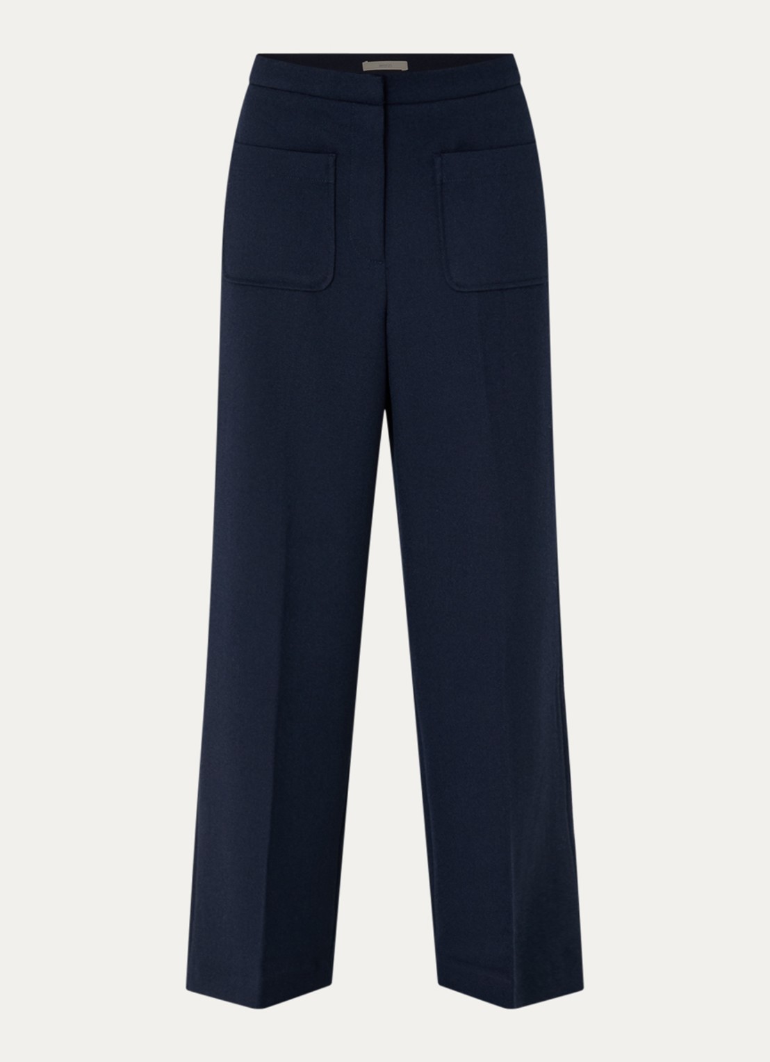 Sessùn Alberwool high waist straight fit cropped broek met opgestikte zakken - voorkant 3 donkerblauw