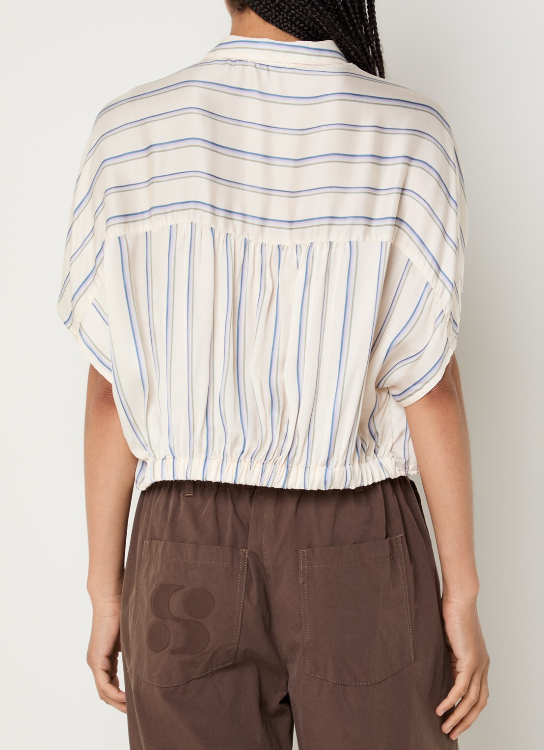 Sessùn Alfancy cropped blouse met gestrikt detail - achterkant 3 gebroken wit