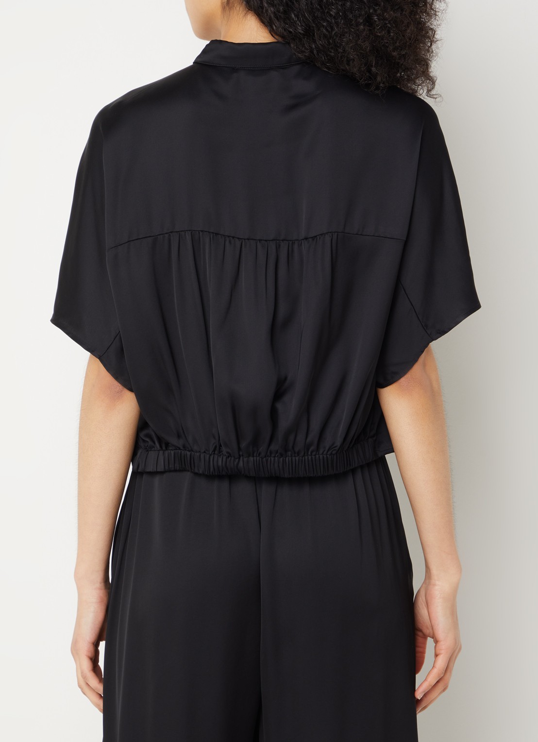 Sessùn Alfassa crop top van satijn met gestrikt detail - achterkant 3 zwart