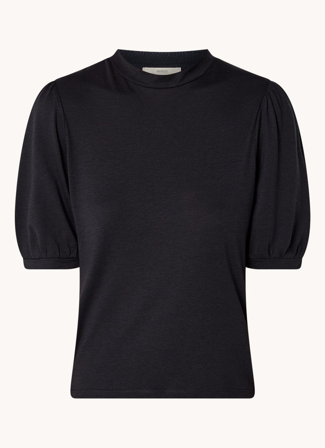 Sessùn Amelando T-shirt  met pofmouw - voorkant 2 zwart