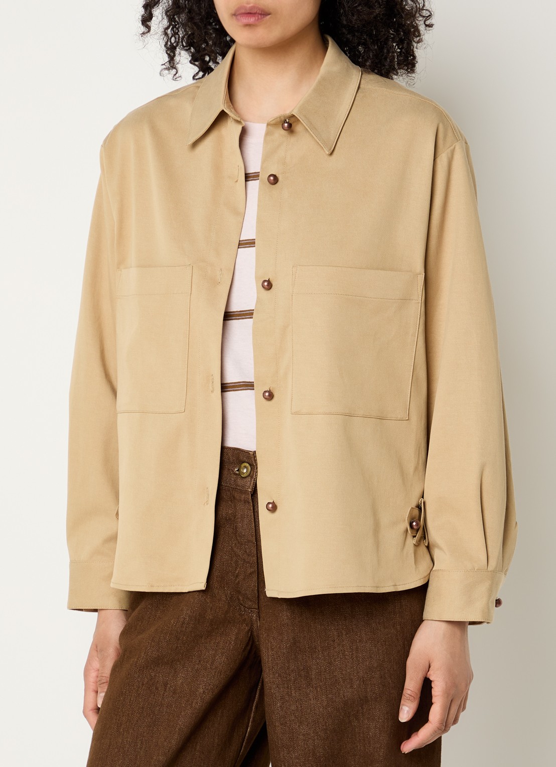 Sessùn Anderson overshirt met borstzakken - detail 4 camel