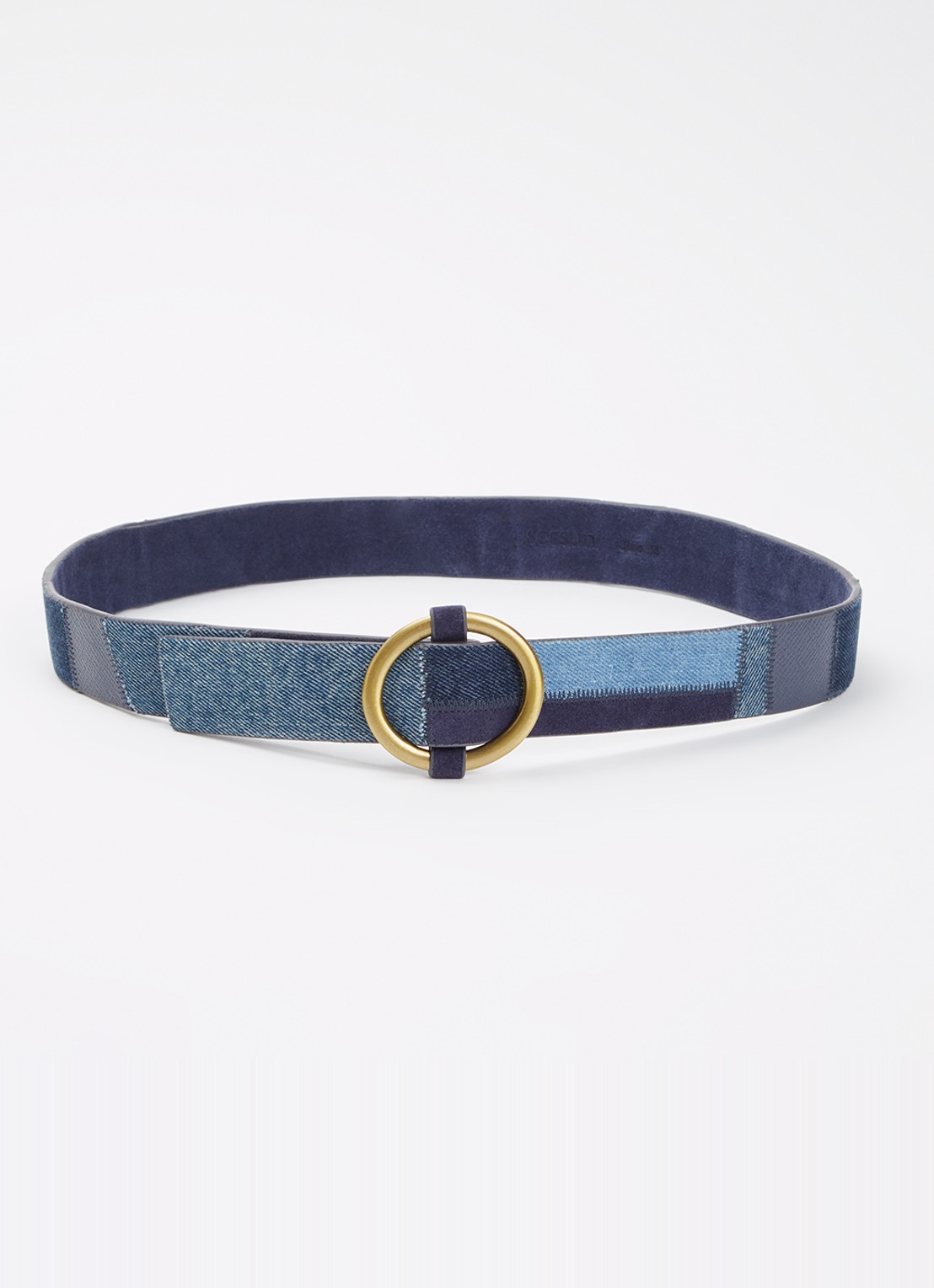 Sessùn Anota Blue riem van denim met details van suède - voorkant denim