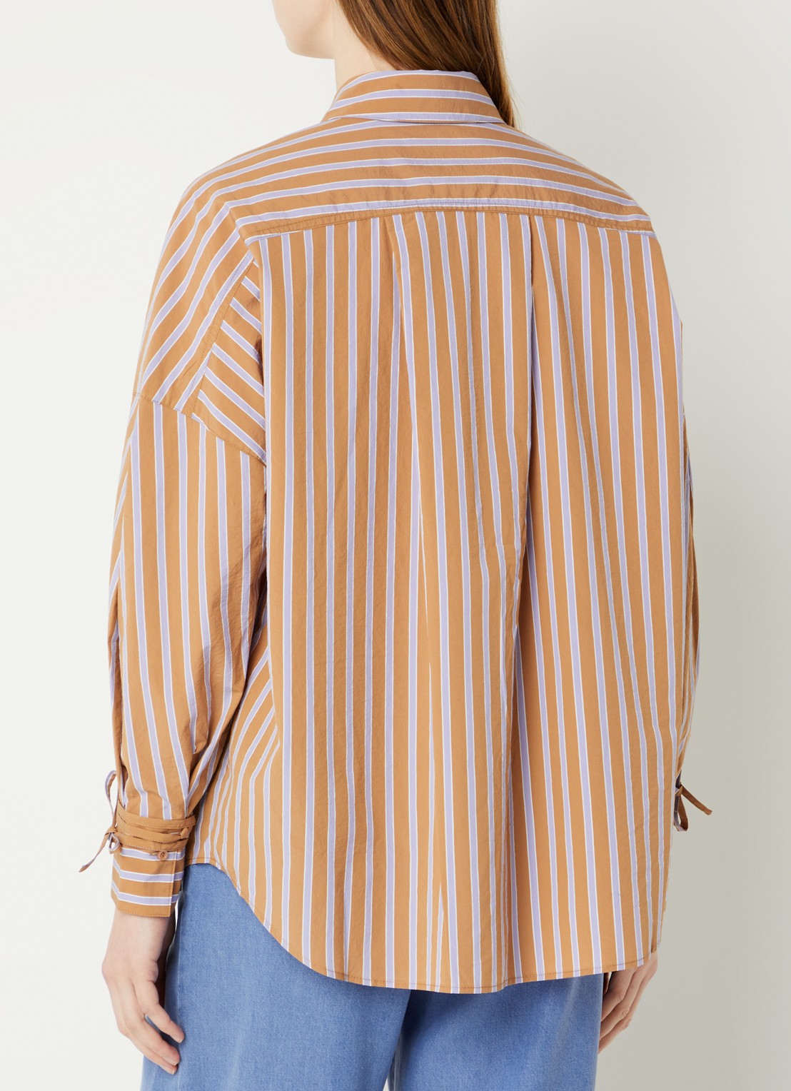 Sessùn Armando blouse met streepprint - achterkant 3 bruin