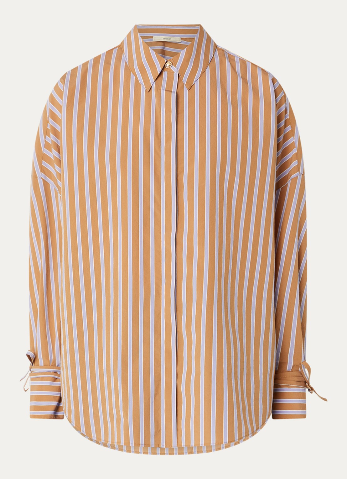Sessùn Armando blouse met streepprint - voorkant bruin
