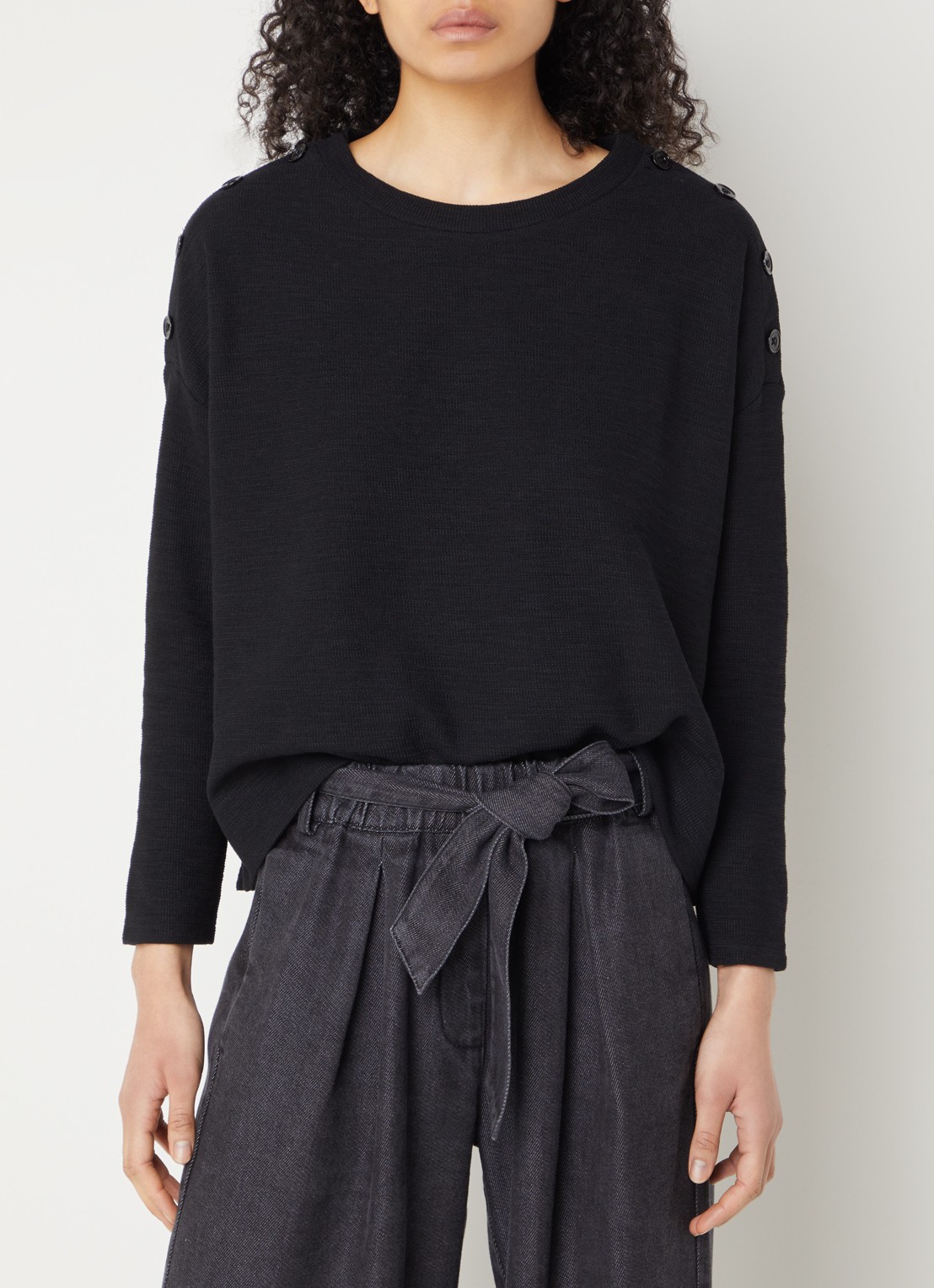Sessùn Austin fijngebreide pullover met knoopdetail - detail 4 zwart