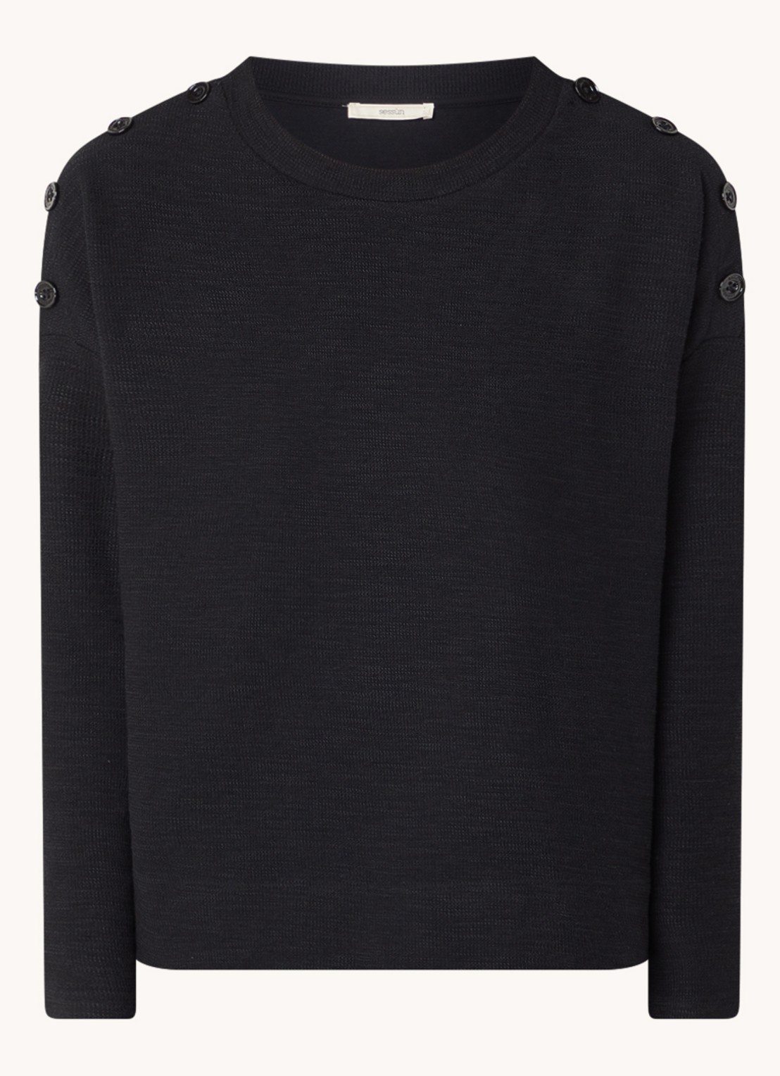 Sessùn Austin fijngebreide pullover met knoopdetail - voorkant 2 zwart