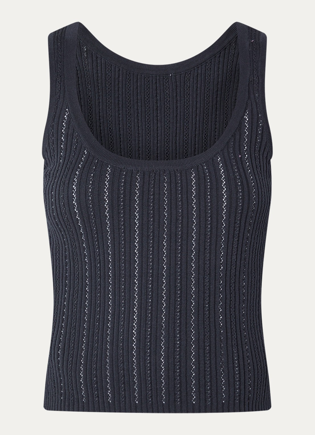 Sessùn Ayrson tanktop met opengewerkt dessin - voorkant indigo